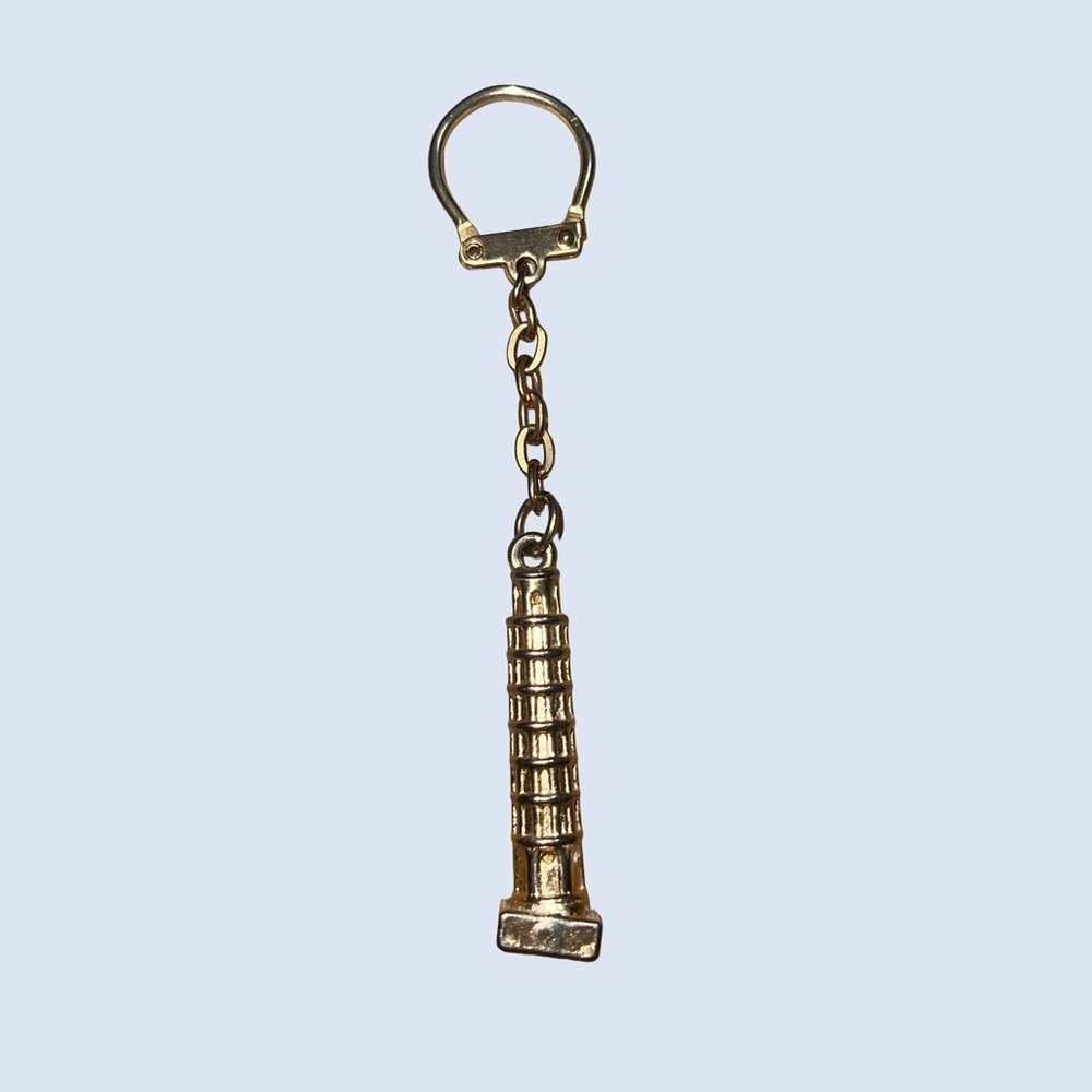 Gold Color Souvenir Leaning  Tower of Pisa Keychain - Picture 5 of 7